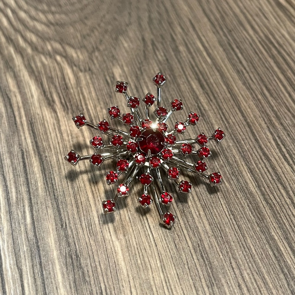 Vintage Red Starburst Brooch